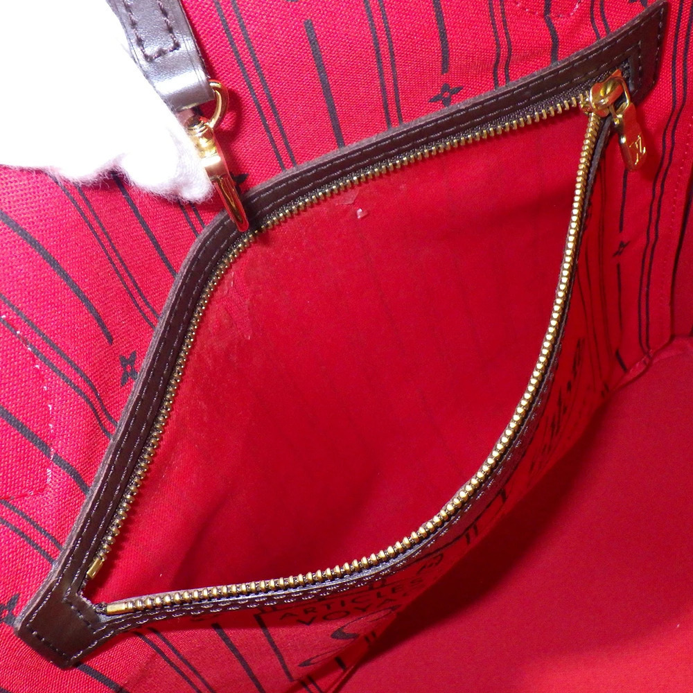 LOUIS VUITTON Neverfull Damier Shoulder Bag Tote Leather Ebene Brown